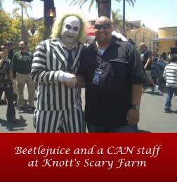 Beetlejuice and a CAN staff at Knott's Scary Farm